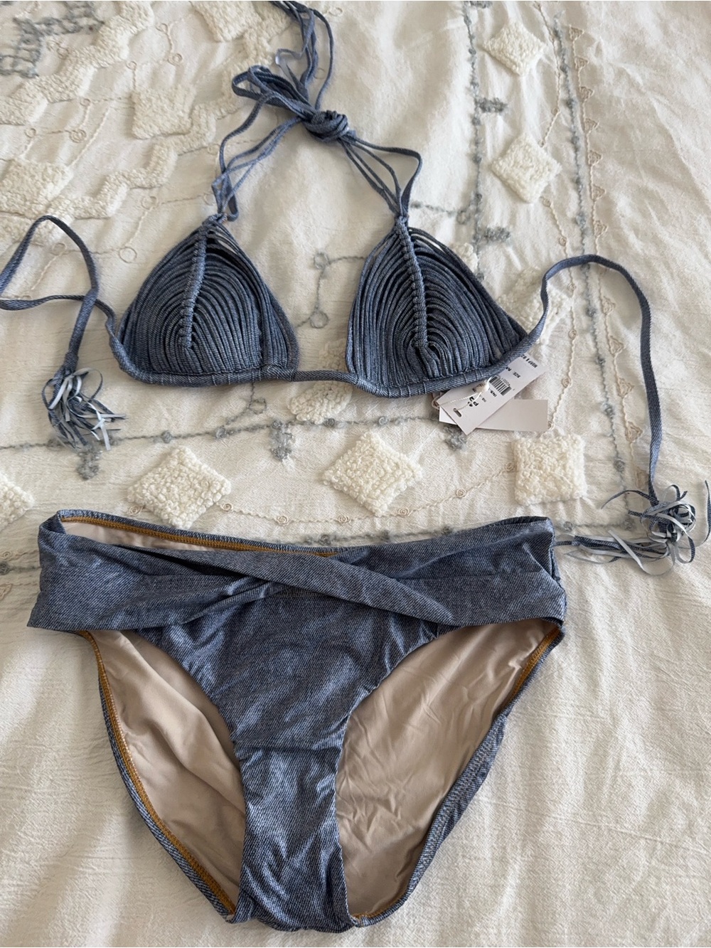 PQ Swim Blue Textured Triangle Bikini Set
Top M Bottoms S - Picture 5 of 5